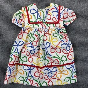 Vintage Neiman Marcus Dress Girls 18-24 Months Multicolor Bow Lace Made USA